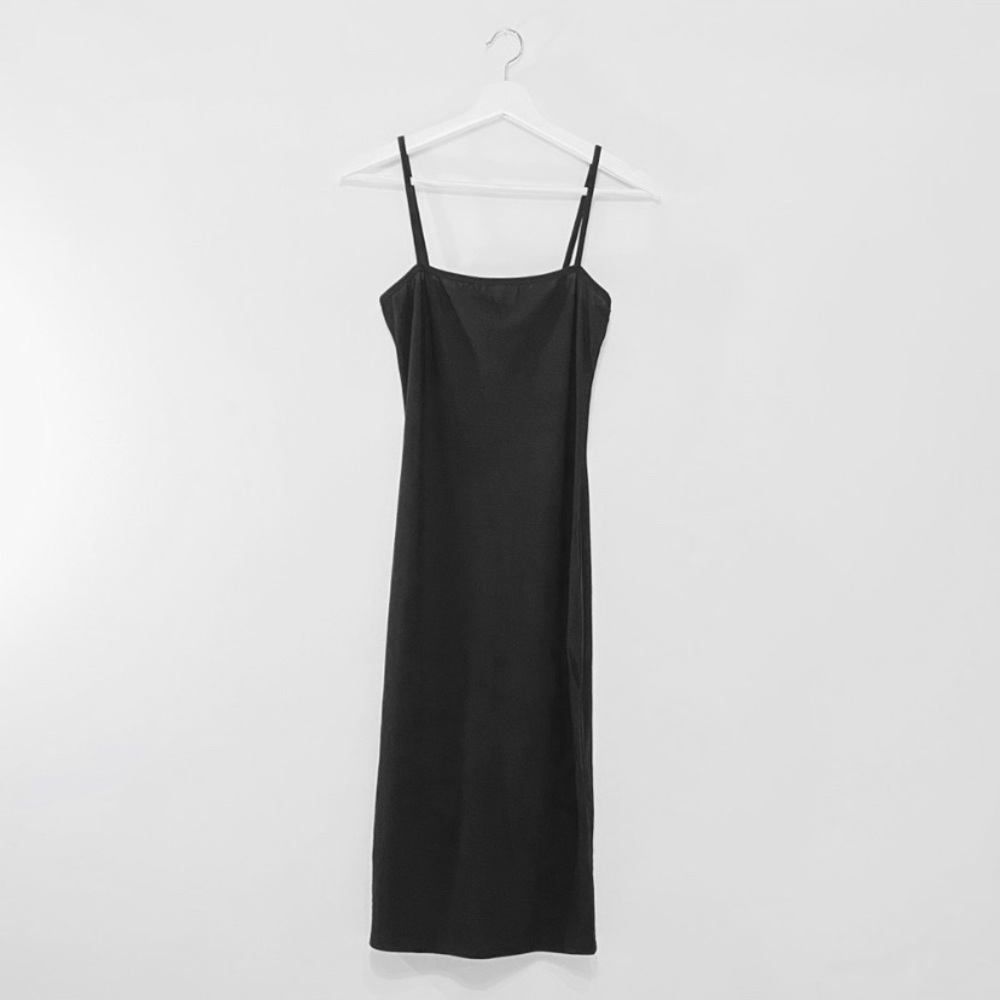 Misguided black strappy cami midi dress
